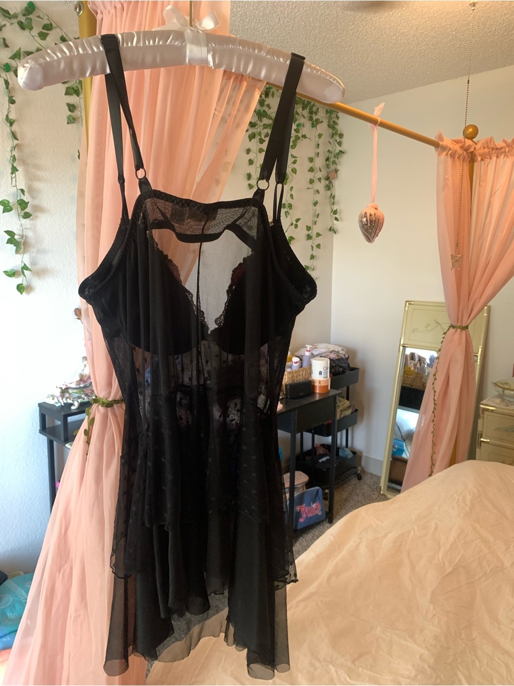 Vintage Black Sheer Embroidered Floral Chemise - Women Intimates & Sleepwear - Picture 7 of 7